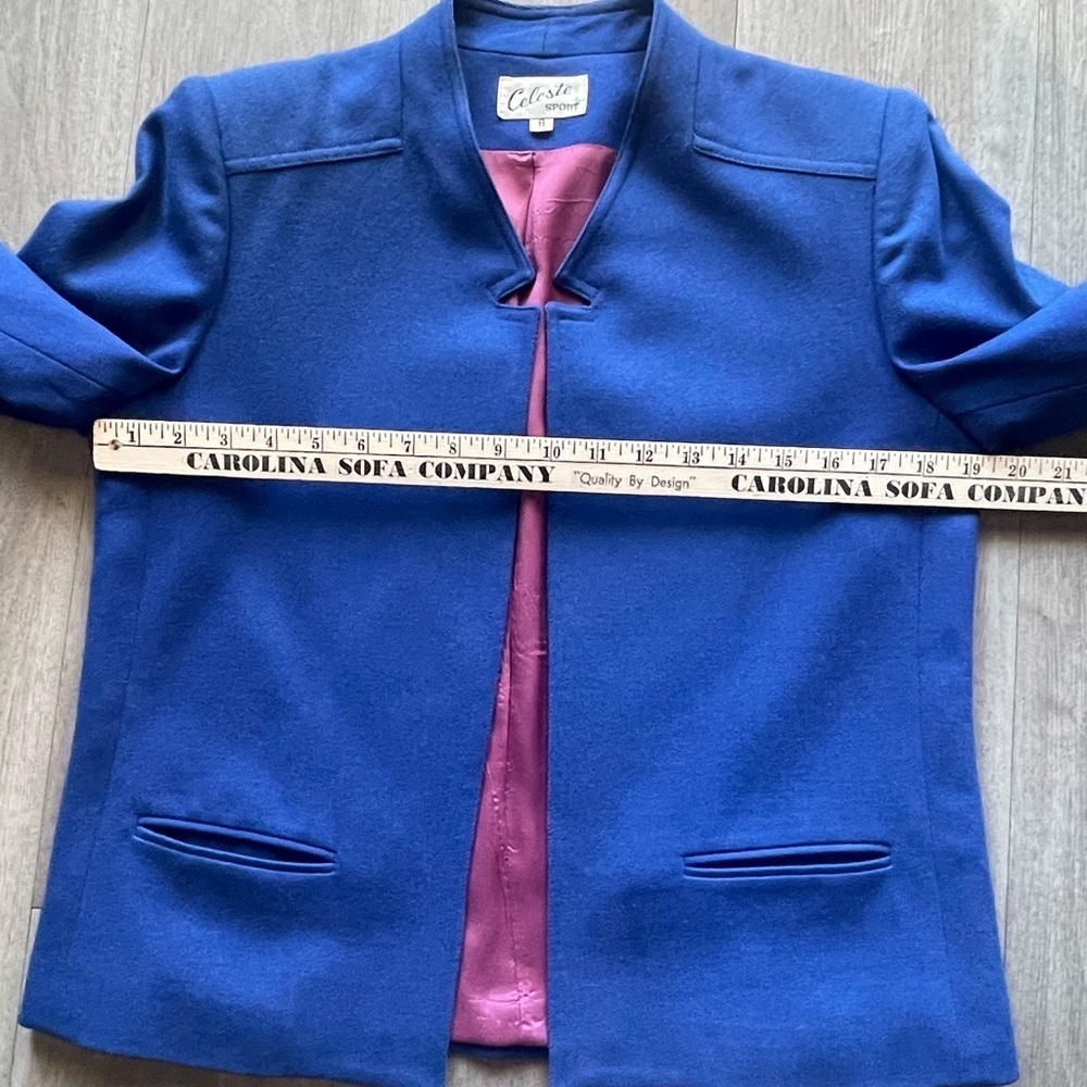 Vintage Celeste Sport Blue Open Blazer 100% Wool Women’s 8 - Picture 11 of 12